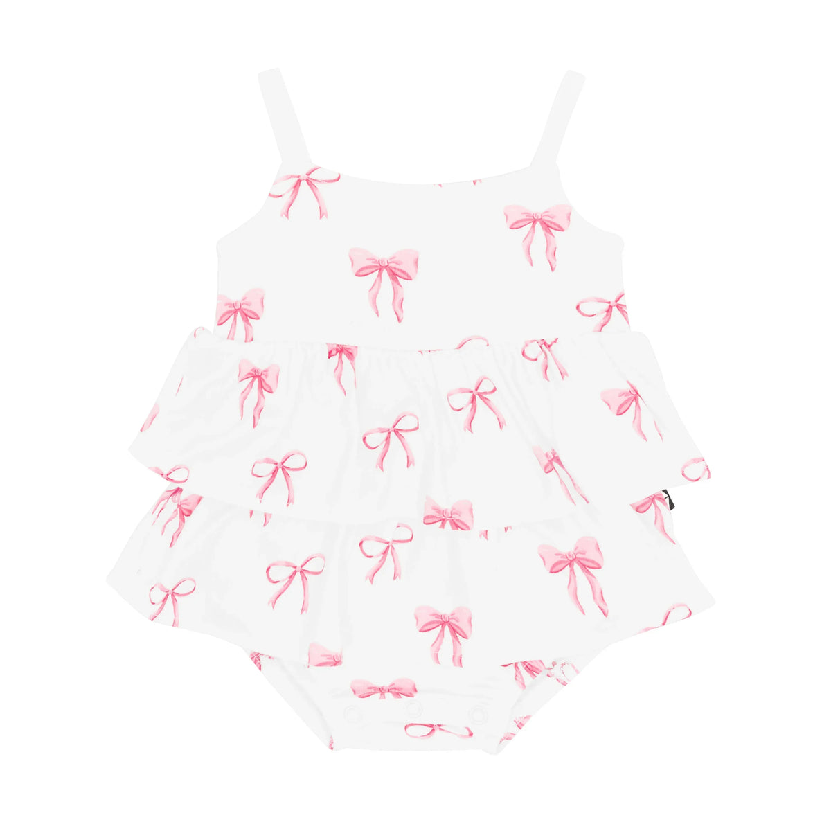 Spaghetti Strap Ruffle Romper in Bow