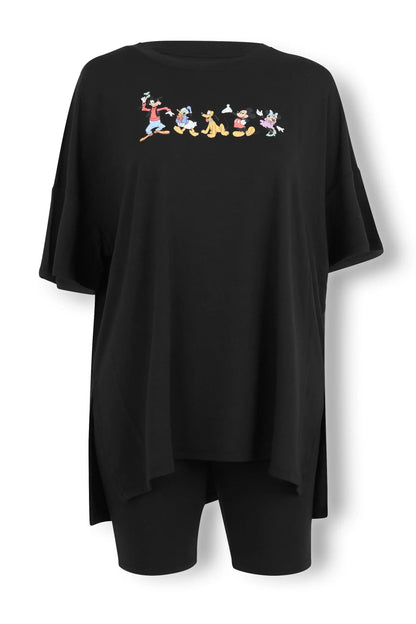 Women’s Biker Short Set in Mickey and Friends on Midnight