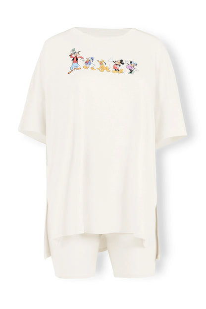 Women’s Biker Short Set in Mickey and Friends on Ecru