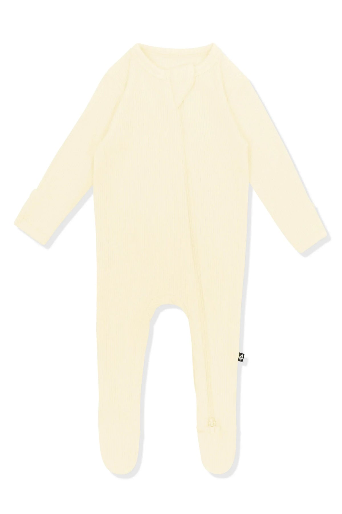 Ribbed Zipper Footie in Chamomile