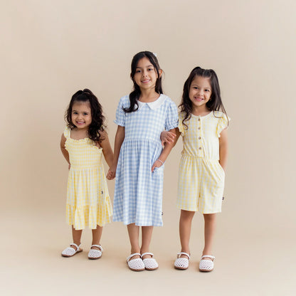 Smocked Dress in Gingham Chamomile