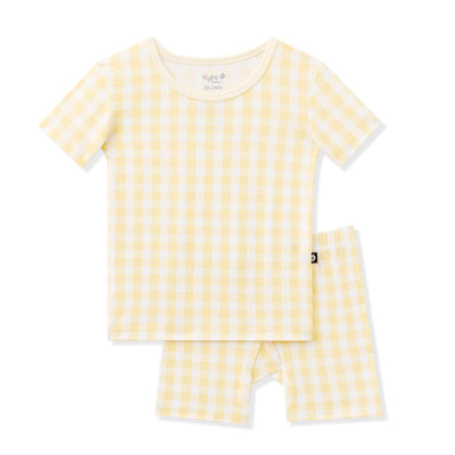 Short Sleeve Pajamas in Gingham Chamomile