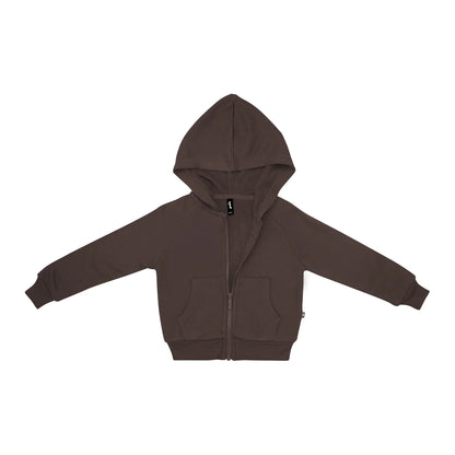 Fleece Zip Up Hoodie in Espresso