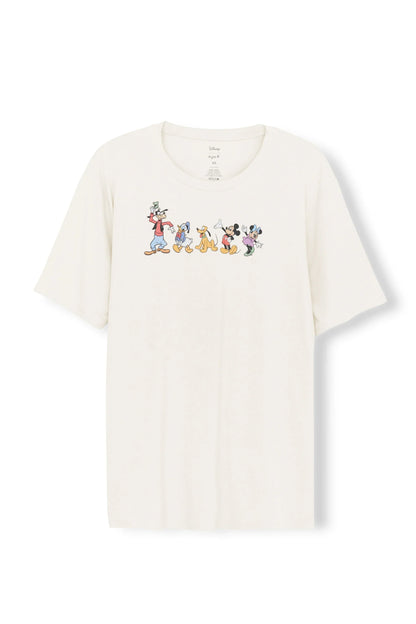 Men's Crew Neck Tee in Mickey and Friends on Ecru
