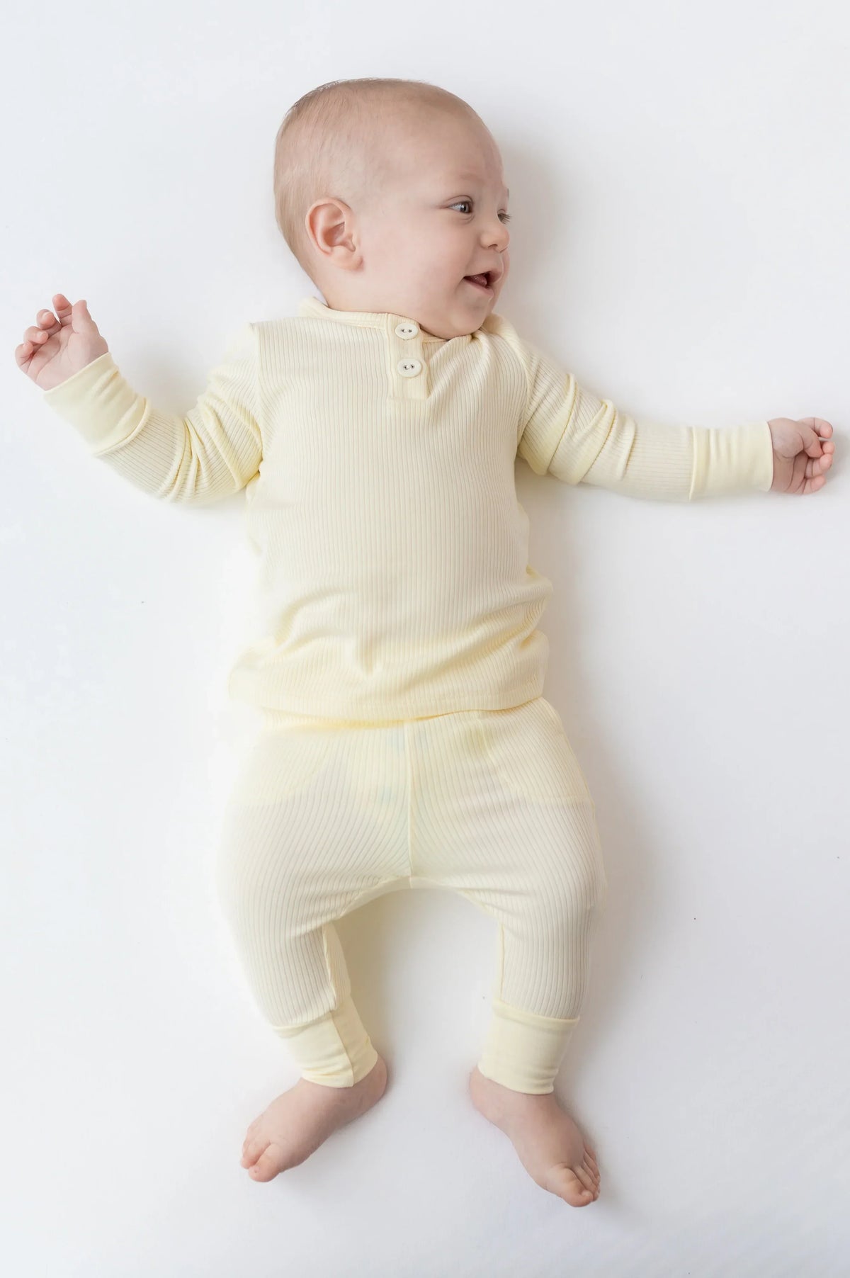 Ribbed Infant Henley Set in Chamomile