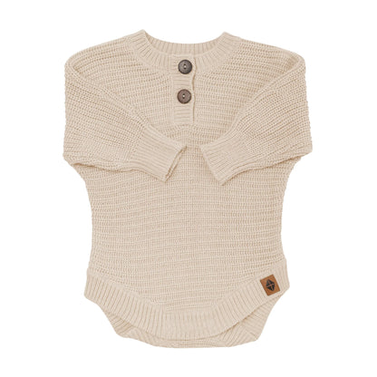 Chunky Knit Romper in Almond