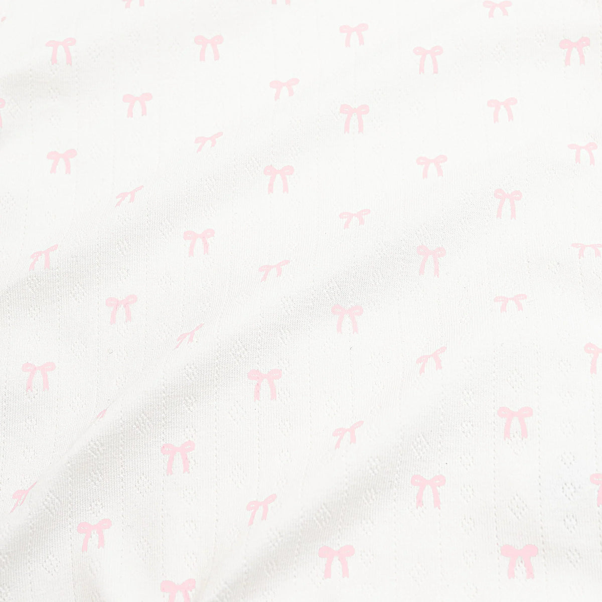 Pointelle Short Sleeve Set in Sweet Pink Bow