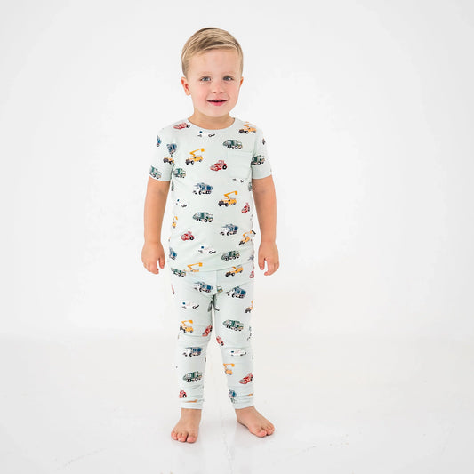 Short Sleeve with Pants Pajamas in City Vehicles